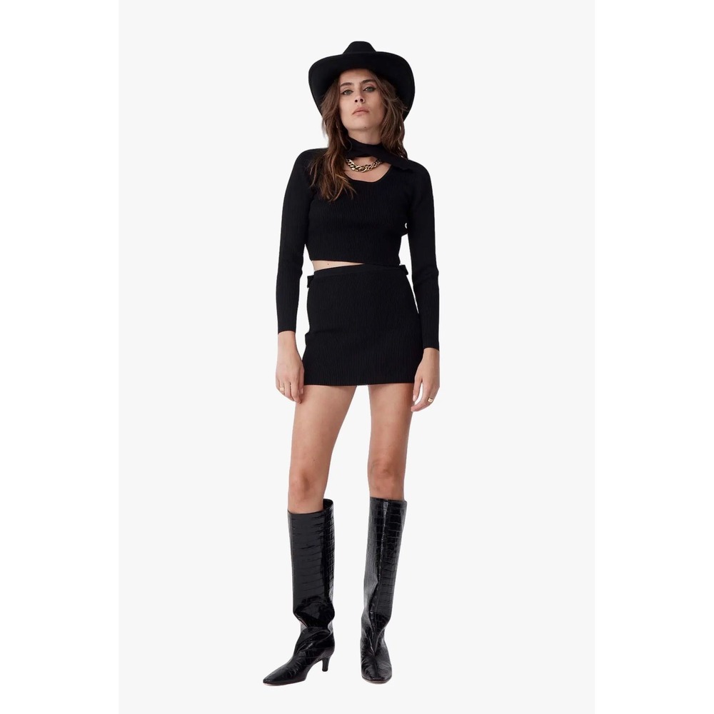NWT Atoir The Essence Dress Black Ribbed Knit Cut Out Open Back Size‎ 2